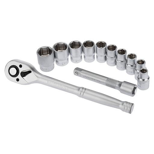 Набор торцевых головок 1/2, головки 10-24 мм, с трещоточным ключом, 12 предметов, REXANT фото 1