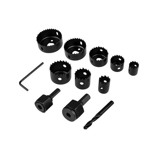 Набор коронок по дереву (19, 22, 28, 32, 38, 44, 54, 64 мм) 2 держателя с ключом фото 1