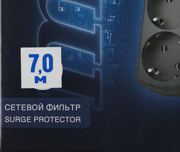 Сетевой фильтр Pilot m-MAX 7м (4 розетки) серый (коробка) фото 9