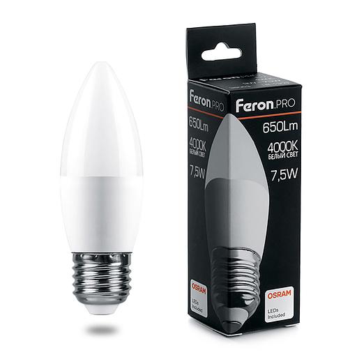 Лампа светодиодная LED 7.5вт Е27 белый матовая свеча Feron.PRO фото 1