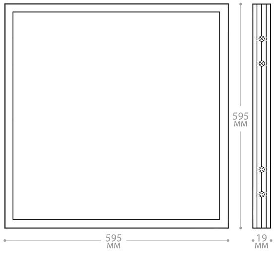 Светильник светодиодный ДВО-36w 595х595х19 4000K 3100Лм призма IP40 фото 4