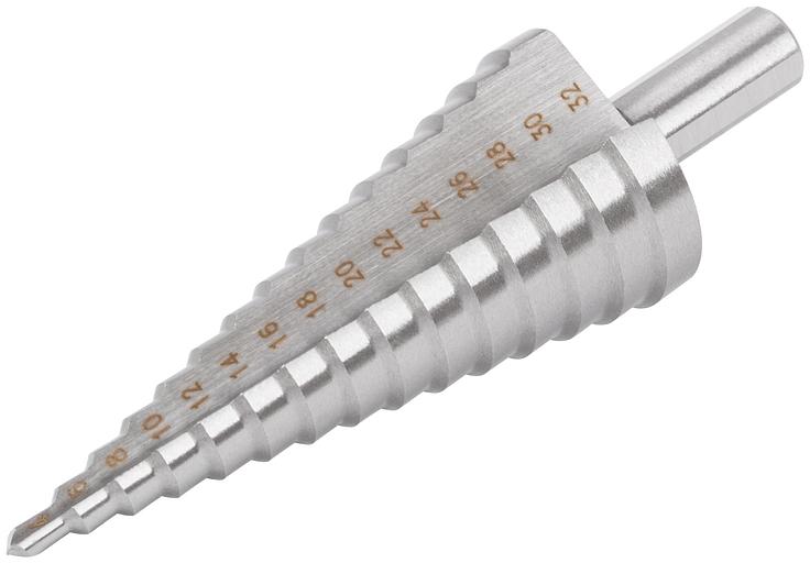 Сверло ступенчатое HSS (Р6М5) по металлу, 15 ступеней, 4-32 мм фото 2