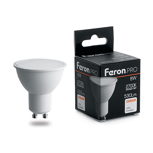 Лампа светодиодная LED 8вт 230в GU10 теплый Feron.PRO фото 1