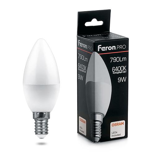 Лампа светодиодная LED 9вт Е14 дневной матовая свеча Feron.PRO фото 1