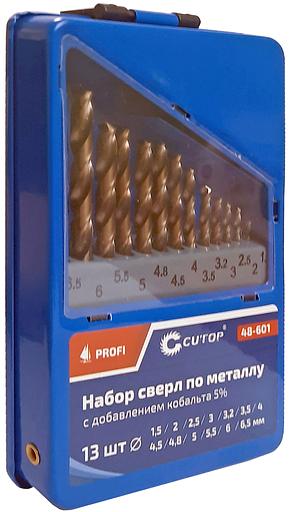 Набор сверл по металлу с кобальтом 5% в металлической коробке, 1.5-6.5 мм (через 0.5мм + 3.2мм, 4.8мм), 13 шт, Cutop Profi фото 2