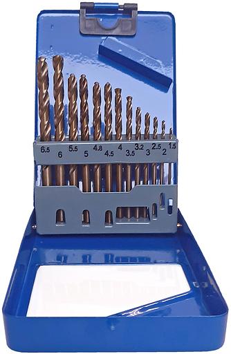 Набор сверл по металлу с кобальтом 5% в металлической коробке, 1.5-6.5 мм (через 0.5мм + 3.2мм, 4.8мм), 13 шт, Cutop Profi фото 3