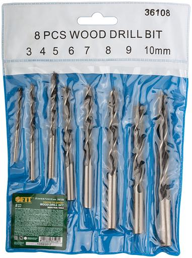 Набор сверл по дереву, ПВХ конверт, 8 шт(3-4-5-6-7-8-9-10 мм) фото 2