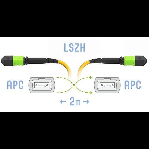 Патчкорд оптический MPO/APC FF SM, 12 волокон, 2 метра (Cross) фото 1