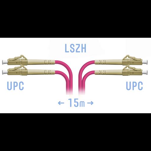 Патчкорд оптический LC/UPC-LC/UPC MM (OM4) Duplex 15 метров фото 1