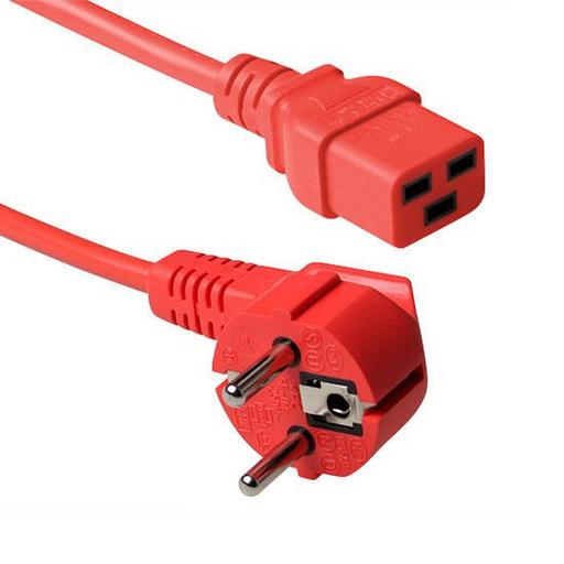 Кабель питания EU-Schuko/IEC320-C19, 220B, 16А, 1.8м, красный фото 1