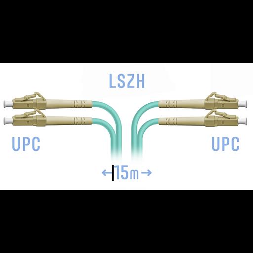 Патчкорд оптический LC/UPC MM Duplex 15 метров фото 1