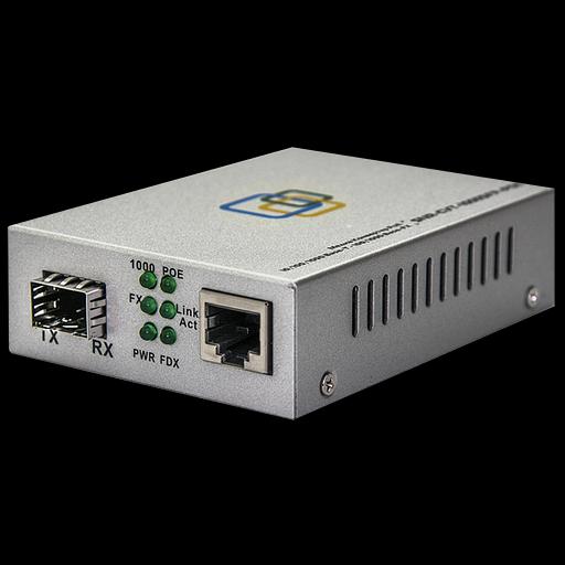 Медиаконвертер 10/100/1000-Base-T c PoE / 100/1000Base-FX с SFP-портом фото 1
