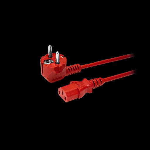 Кабель питания EU-Schuko/IEC320-C13, 220B, 10А, 1.8м, красный (для резервного питания) фото 1