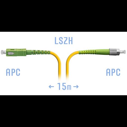 Патчкорд оптический FC/APC-SC/APC SM 15 метров фото 1