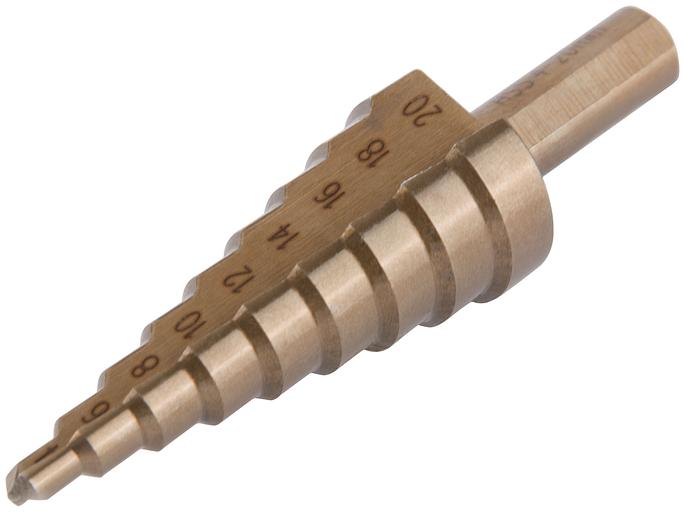 Сверло ступенчатое HSS Co5% (Р6М5К5) по металлу, 9 ступеней, 4-20 мм фото 2