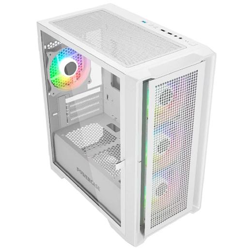 Powercase Alisio Micro X4W V2, Tempered Glass, 4х 120mm ARGB fans, ARGB HUB, белый, mATX (CAMCXW-A4) фото 1