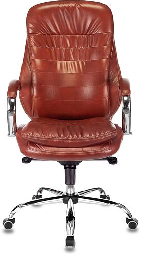 Кресло руководителя Бюрократ T-9950 светло-коричневый Leather Eichel кожа крестов. металл хром фото 2