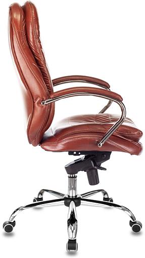 Кресло руководителя Бюрократ T-9950 светло-коричневый Leather Eichel кожа крестов. металл хром фото 3