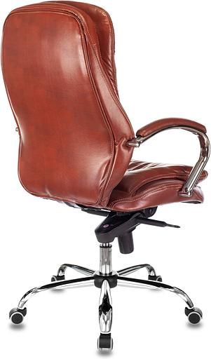 Кресло руководителя Бюрократ T-9950 светло-коричневый Leather Eichel кожа крестов. металл хром фото 4