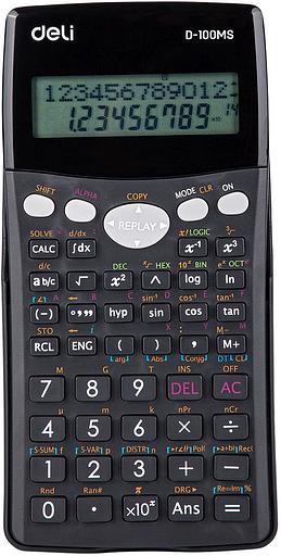 Калькулятор научный Deli ED-100MS черный 12-разр. фото 1