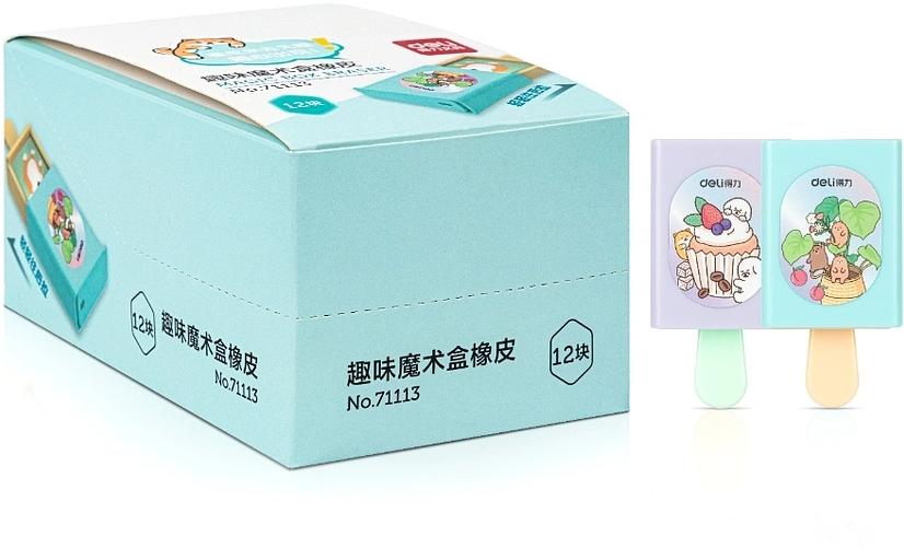 Ластик Deli 71113 мороженое 67x35x18мм ПВХ ассорти фото 1