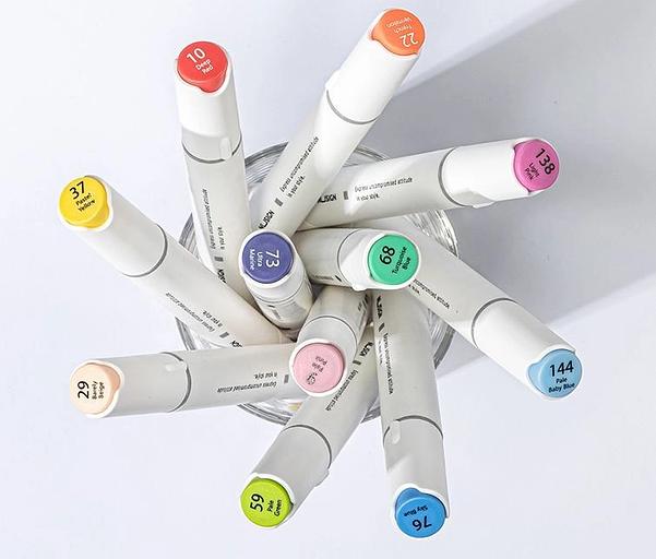 Набор маркеров для скетчинга Deli NS736-40 Nusign круг. кисть/клинов. наконечник двухсторонний 40цв. пластиковая коробка фото 2