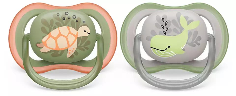 Пустышка ultra air, черепашка/кит, 6-18 мес., 2 шт. Philips Пустышка ultra air, черепашка/кит, 6-18 мес., 2 шт. (SCF085/60) фото 2