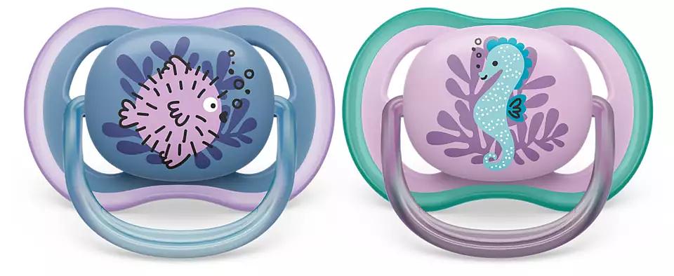Пустышка ultra air, рыбка/морской конек, 6-18 мес., 2 шт. Philips Пустышка ultra air, рыбка/морской конек, 6-18 мес., 2 шт. (SCF085/61) фото 3