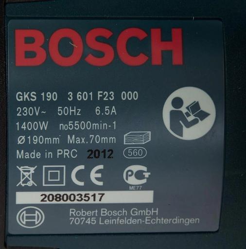 Циркулярная пила (дисковая) Bosch GKS 190 Professional 1400Вт (ручная) D диска.:190мм (0601623000) фото 5