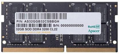 Оперативная память Apacer DDR4 32GB 3200MHz SO-DIMM (PC4-25600) CL22 1.2V (Retail) 2048*8 3 years (AS32GGB32CSBBGH/ES.32G21.PSI) (AS32GGB32CSBBGH) фото 1