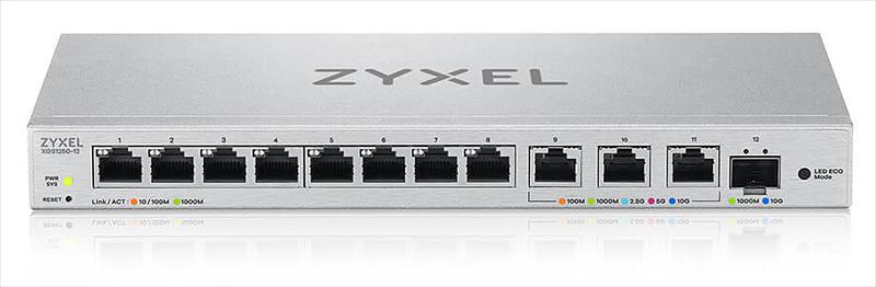 Коммутатор Мультигигабитный Smart L2 коммутатор Zyxel XGS1250-12, 8xGE, 3x1/2,5/5/10G, 1xSFP+, кнопка LED ECO Mode, настольный (XGS1250-12-ZZ0102F) фото 1