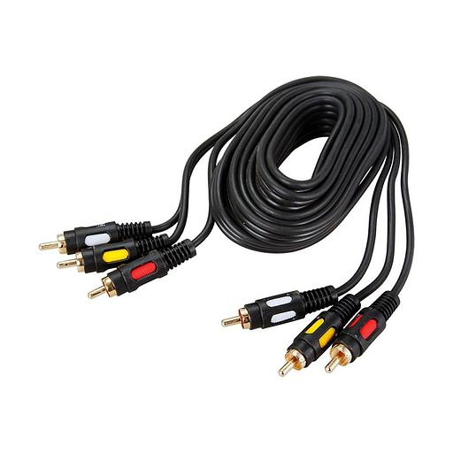 Rexant (17-0215) Шнур 3 RCA - 3 RCA, 5м, черный, Gold фото 1