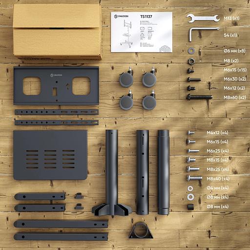 Стойка для телевизора Onkron TS1137 черный 20"-60" макс.45кг напольный мобильный фото 9