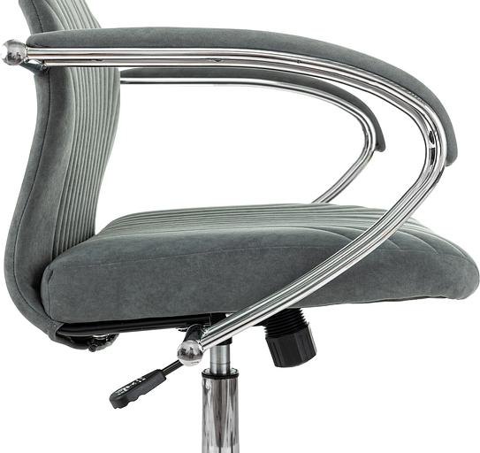 Кресло руководителя Бюрократ CH-610SL темно-серый Alfa 44 крестов. металл хром фото 7