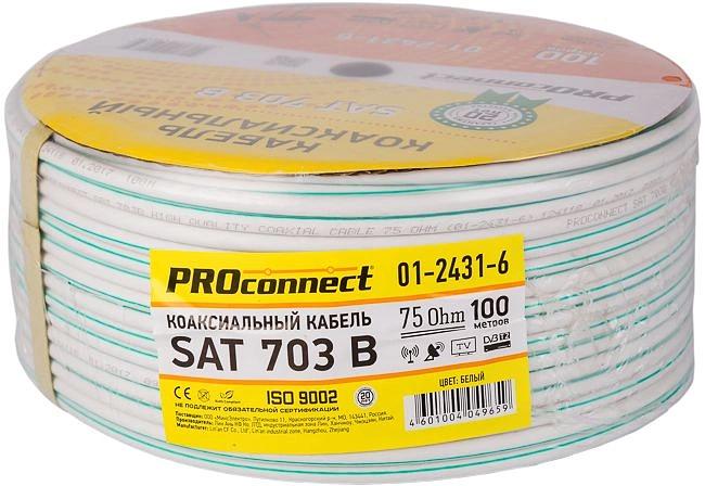 Кабель коаксиальный PROconnect 01-2431-6 SAT 703 F/UTP 75Om PVC внутренний 100м белый фото 3