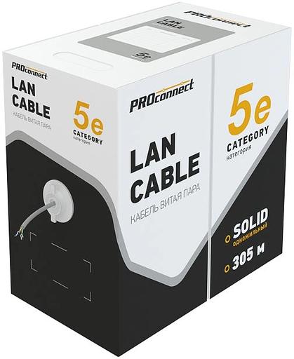 Кабель информационный PROconnect 01-0052 кат.5E U/UTP 4X2X24AWG PVC внутренний 305м серый фото 1