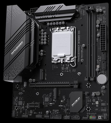 Материнская плата MAXSUN MS-Challenger B760M D5, LGA1700, B760, 2*DDR5, 3*SATA3, 3*M.2, 2*USB 3.2, 6*USB 2.0, 1*PCIEx16, 1*PCIEx1, VGA+HDMI, mATX (MS-Challenger B760M D5) фото 2