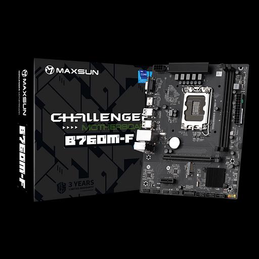 Материнская плата MAXSUN MS-Challenger B760M-F, LGA1700, B760, 2*DDR4, 3*SATA3, M.2, 2*USB 3.2, 4*USB 2.0, 1*PCIEx16, 1*PCIEx1, VGA+HDMI, mATX (MS-Challenger B760M-F) фото 1