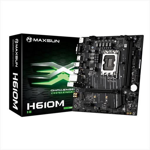 Материнская плата MAXSUN MS-Challenger H610M, LGA1700, H610, 2*DDR4, 3*SATA3, M.2, 2*USB 3.2, 4*USB 2.0, 1*PCIEx16, 1*PCIEx1, VGA+HDMI+DP, mATX (MS-Challenger H610M) фото 1