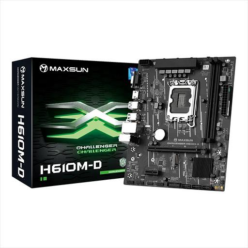 Материнская плата MAXSUN MS-Challenger H610M-D, LGA1700, H610, 2*DDR4, 3*SATA3, M.2, 2*USB 3.2, 4*USB 2.0, 1*PCIEx16, 1*PCIEx1, VGA+HDMI, mATX (MS-Challenger H610M-D) фото 1