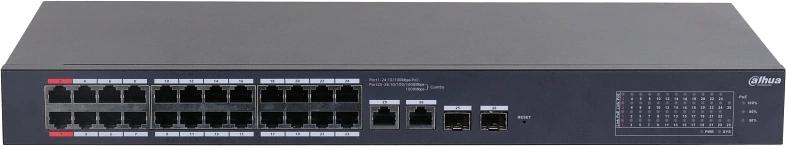 DAHUA DH-CS4226-24ET-240 24-портовый гигабитный облачный управляемый коммутатор с PoE, 24xRJ45 100Mb, 2хКомбо SFP/RJ45 1Gb, суммарно 240Вт, коммутация 8.8 Гбит/с, MAC-таблица 8К фото 2