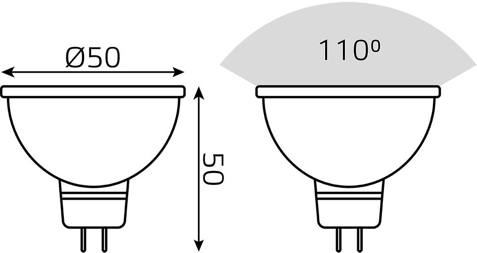 Лампа светодиодная Gauss 101105406 6Вт цок.:GU5.3 софит 175B св.свеч.RGB MR16 (упак.:10шт) фото 6