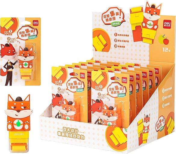 Ластик Deli VP155 лиса 150x89x28мм ПВХ ассорти фото 1