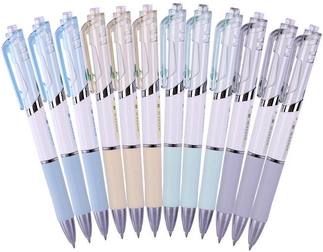 Набор ручек гелев. автоматическая Deli (S11-BK-P) ассорти черн. черн. кор.карт. (12шт) линия 0.5мм резин. манжета фото 6