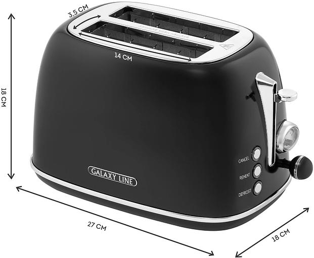 Тостер Galaxy Line GL 2920 900Вт черный фото 6