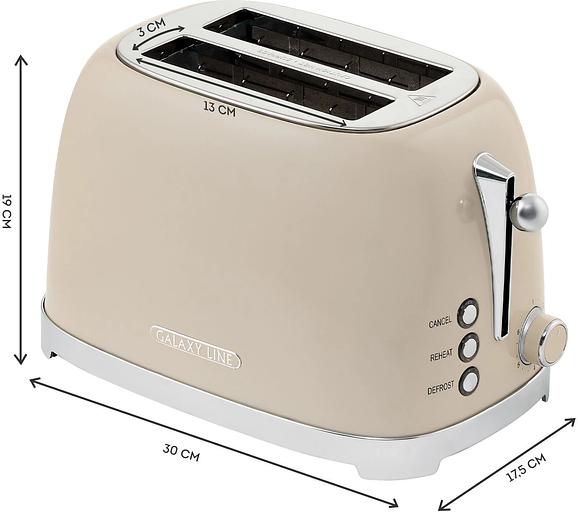 Тостер Galaxy Line GL 2918 900Вт кремовый фото 6