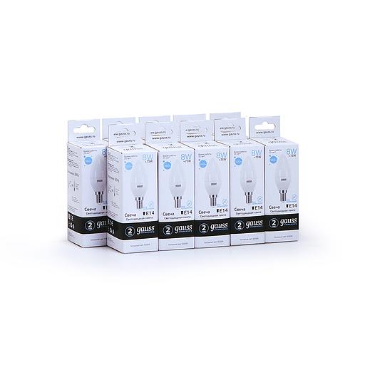 Лампа светодиодная Gauss Elementary 8Вт цок.:E14 свеча 220B 6500K св.свеч.бел.хол. C37 (упак.:1шт) (33138) фото 4