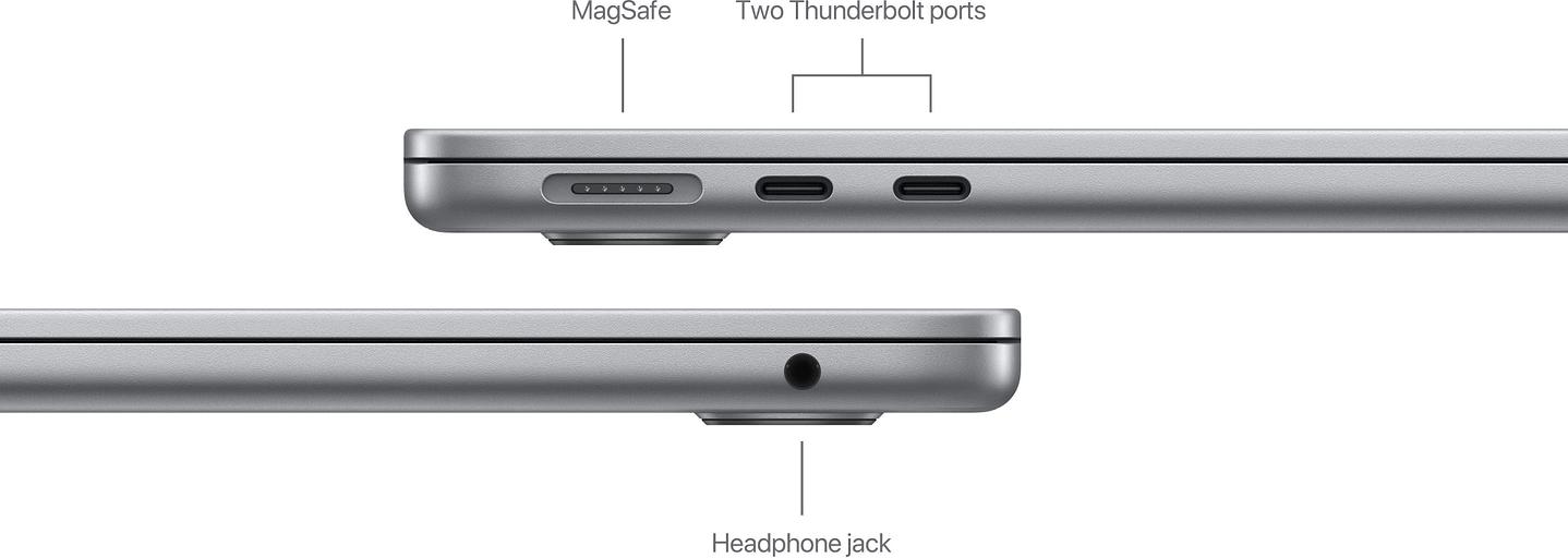 Ноутбук Apple MacBook Air A3113 M3 8 core 16Gb SSD256Gb/10 core GPU 13.6" Liquid Retina (2560x1664) Mac OS grey space WiFi BT Cam (Z1B6001SE) фото 6