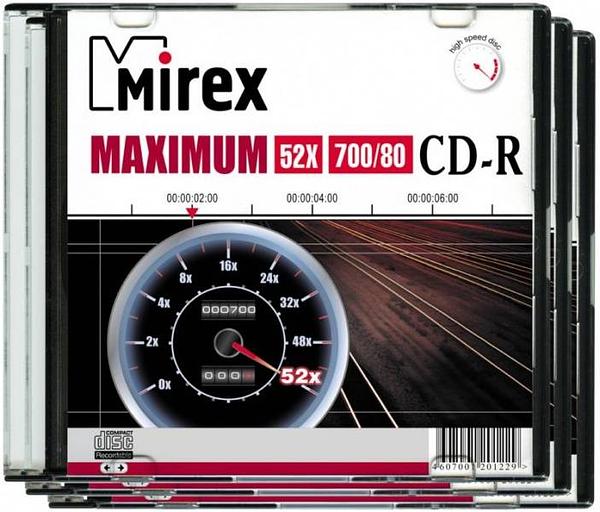 Диск CD-R Mirex 700 Mb, 52х, Maximum, Slim Case (5), (5/200) фото 1