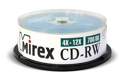 Диск CD-RW Mirex 700 Mb, 12х, Cake Box (25), (25/300) фото 1